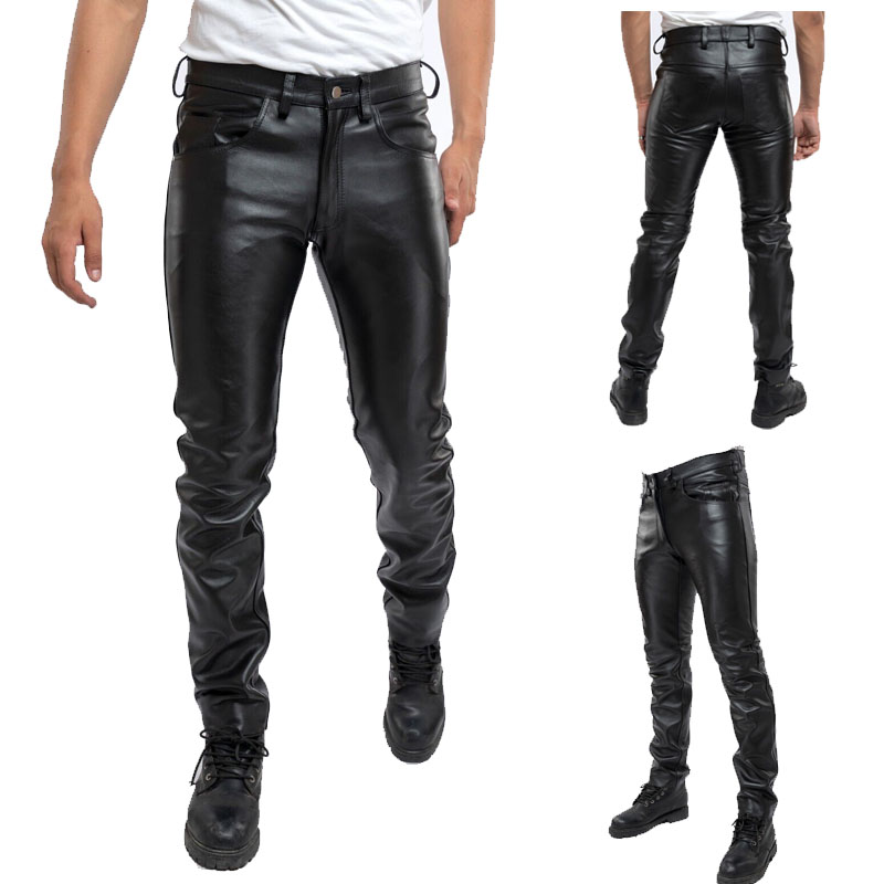 2023Men Leather Pants Slim PU  - Motorcycle Gear Pants ulasan dan harga