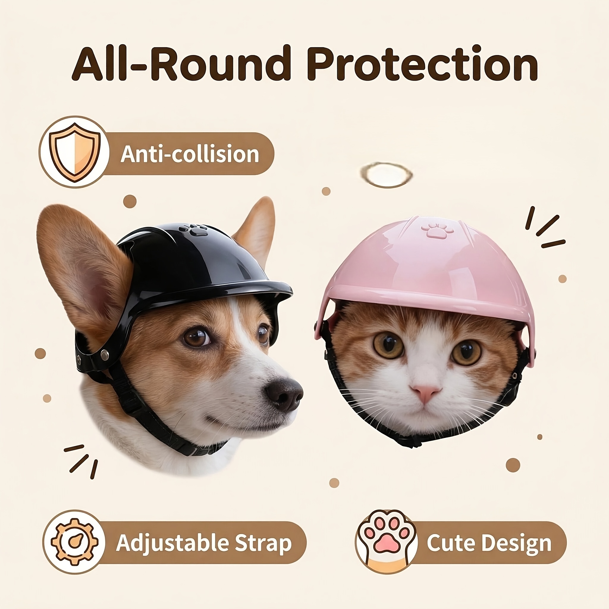 Pet Head Ears Helmet Hat, Moto - Motorcycle Gear For Dogs ulasan dan harga