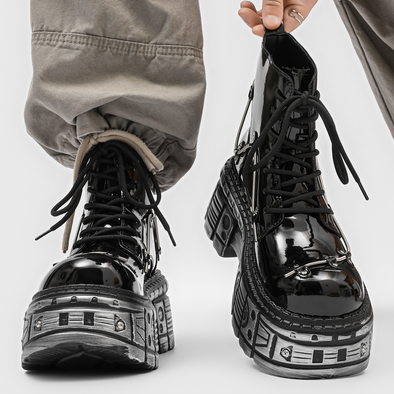 New Men Punk Style Thick Soled - Motorcycle Gear Pattern ulasan dan harga
