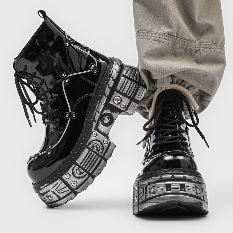 New Men Punk Style Thick Soled - Motorcycle Gear Pattern ulasan dan harga