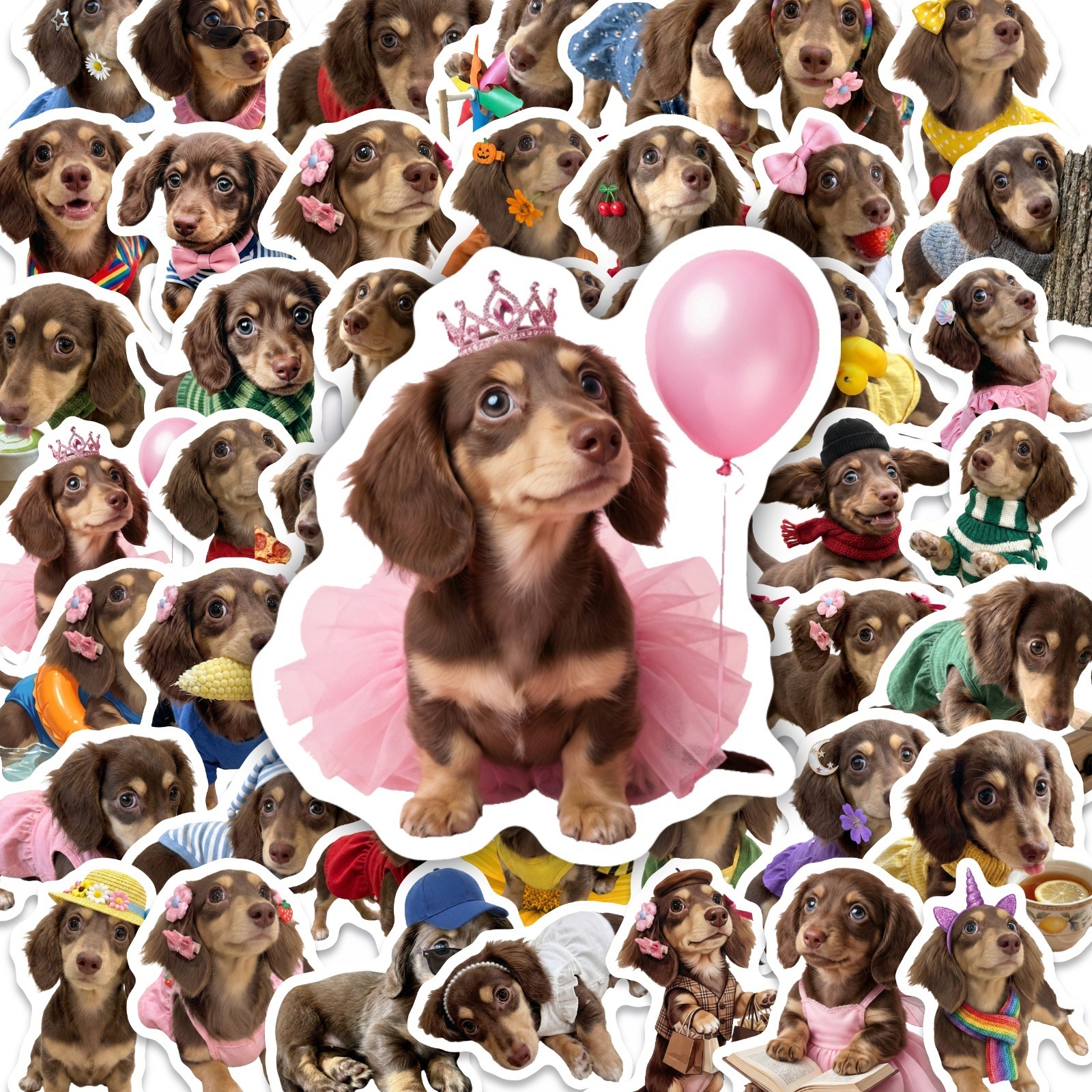50 Pcs HD Cute Dachshund Stick - Motorcycle Gear For Dogs ulasan dan harga
