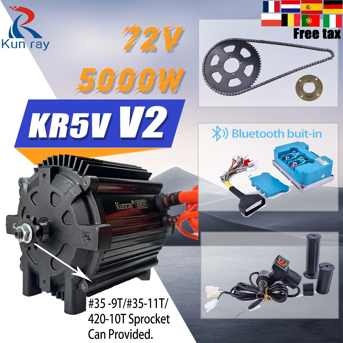 Kunray KR5V V2 72V 5000W Elect - Motorcycle Gear Kit ulasan dan harga