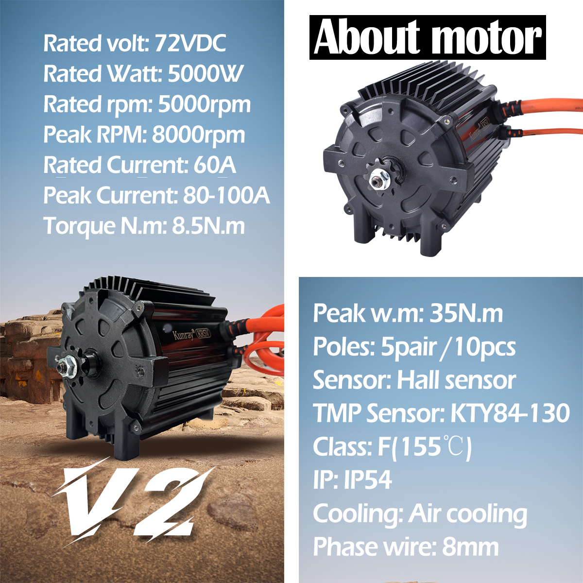 Kunray KR5V V2 72V 5000W Elect - Motorcycle Gear Kit ulasan dan harga